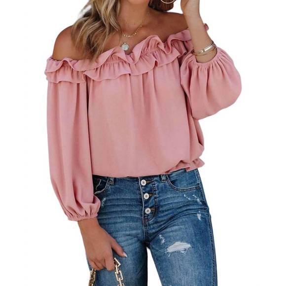 NEW SHEWIN ruffle my feathers blouse in pink - Picture 2 of 7